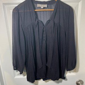 Loft Ann Taylor Blouse Top Navy Blue Size M Pullover